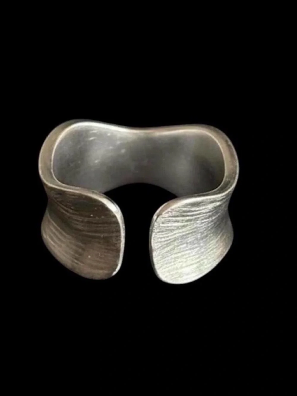 Sterling Silver 925 Sculptural Cuff Ring in Brushed Silver